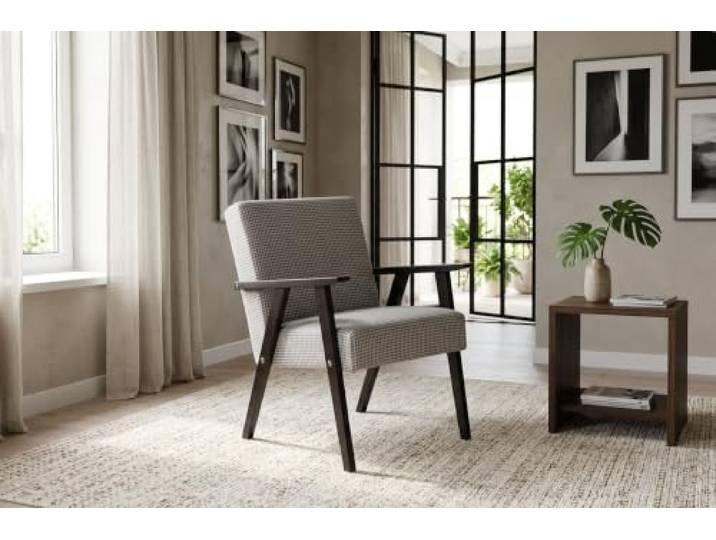 Family Meble Sessel Soler Design – Retro-Sessel im Vintage-Stil mit Stoff-Bezug – Schwarz