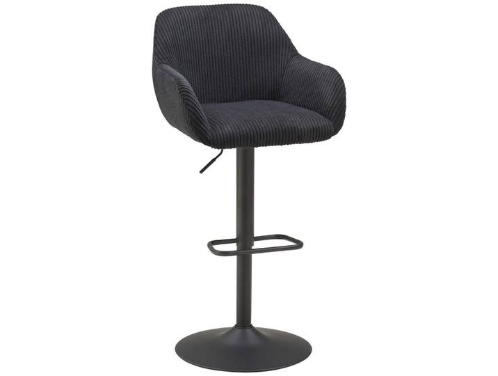 Livetastic Barhocker, Schwarz, Metall, Textil, Drehkreuz, 44x95-117x55 cm, inklusive Armlehnen, Esszimmer, Barmöbel, Barhocker