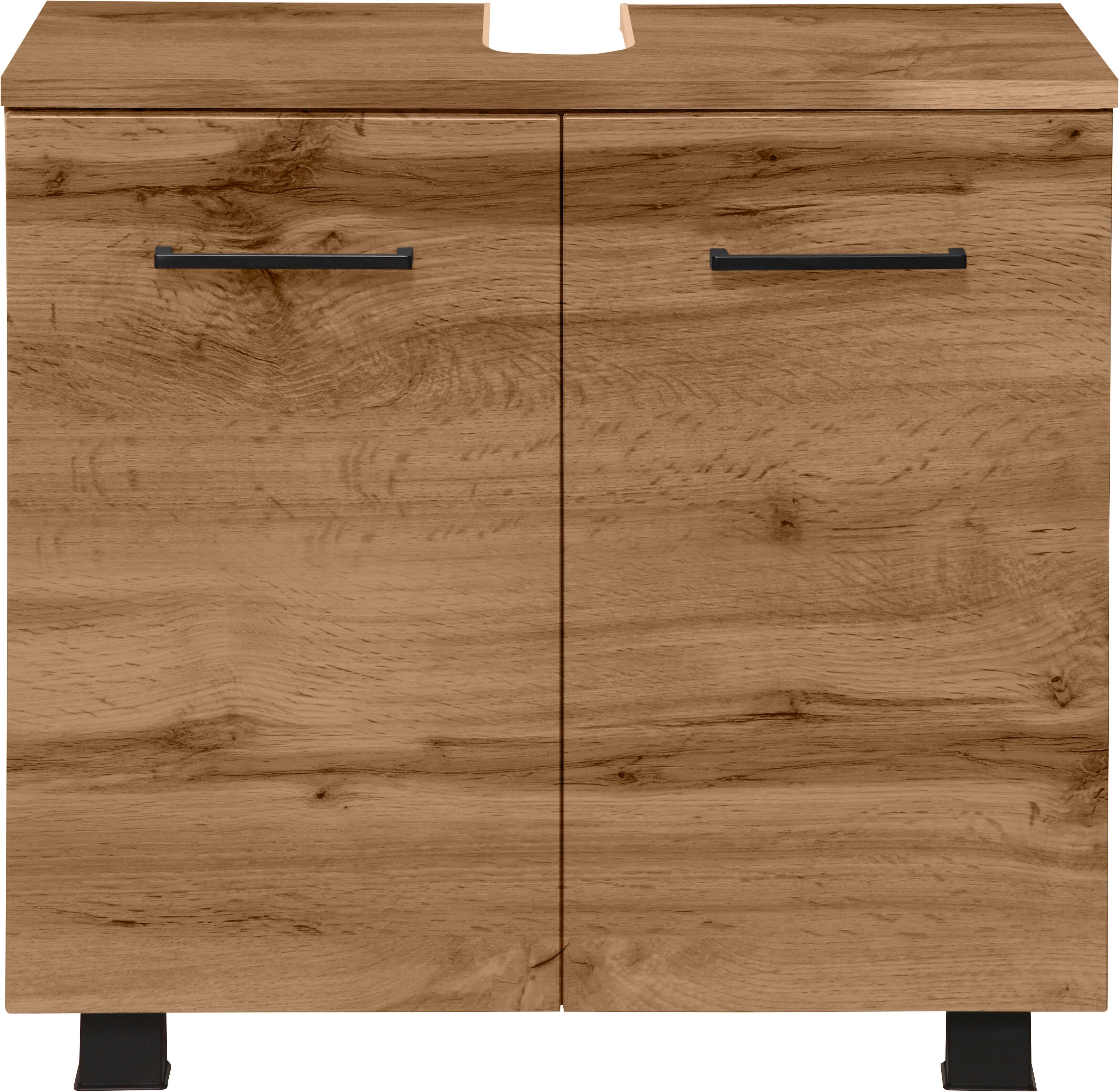 Waschbeckenunterschrank WELLTIME "Trento, verschiedene Ausführungen und Farben", braun (wotaneiche), B:60cm H:54cm T:35cm, Holzwerkstoff, MDF, Schränke, Waschbeckenunterschrank, Badmöbel, Breite 60cm, Badezimmerschrank Beckenunterschrank WBU wotaneiche wo
