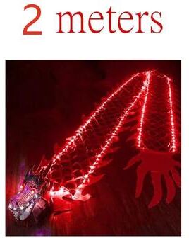 Combo Retail Shop Lightning Dragon Dance Set With Head, Traditional Ribbon Dance Prop, Folk Performance Square Set For New Year red 2m