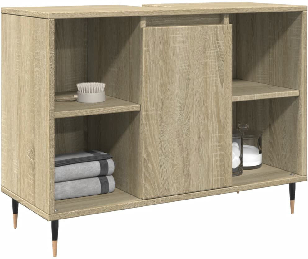 George Oliver Byrnedale Iron Freestanding Bathroom Cabinet Sonoma oak 60cm H X 80cm W X 33cm D