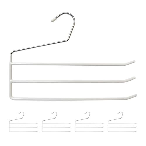 Relaxdays Broekhangers multi set van 5 stuks, wit, antislip met stangen