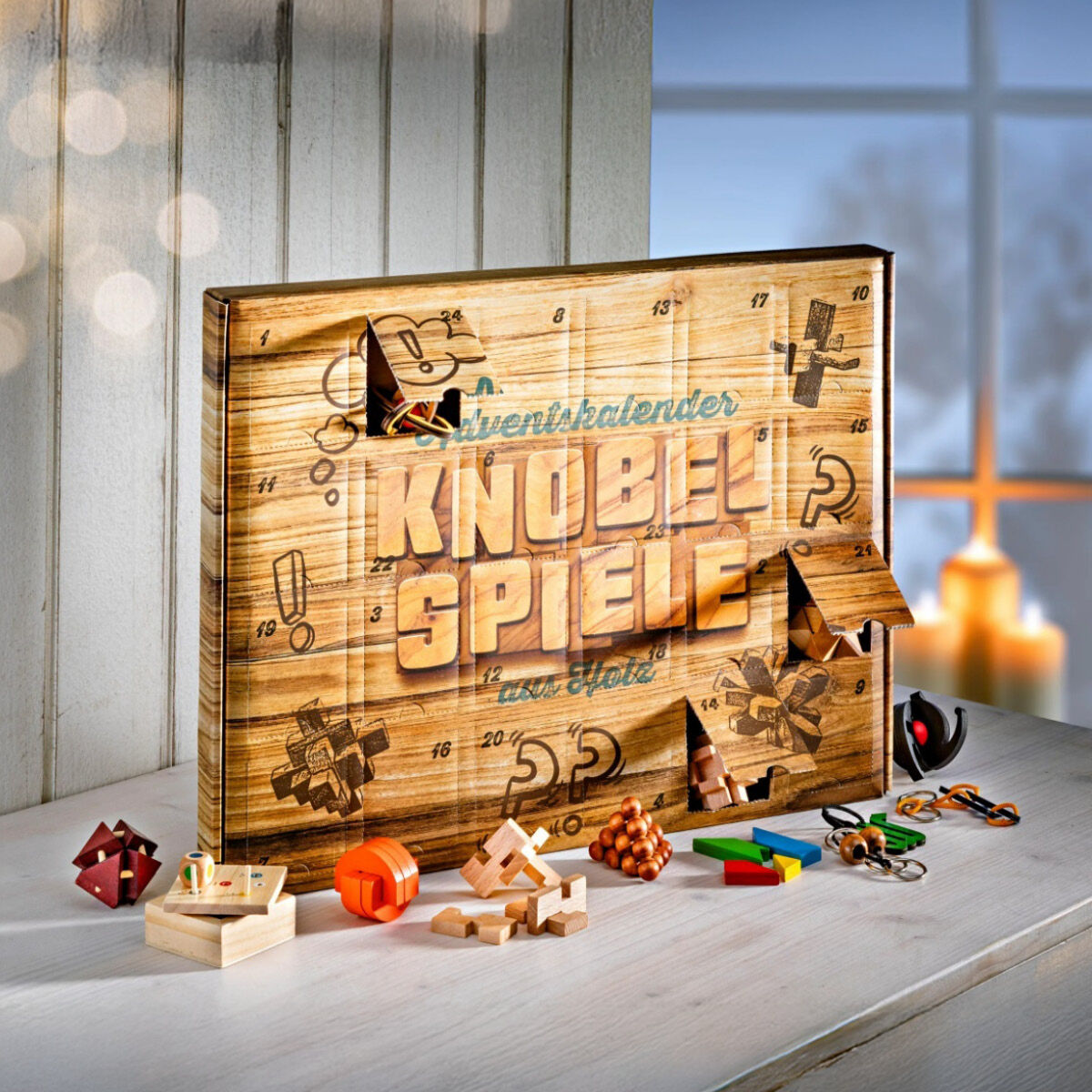 None Adventskalender Knobelspiele aus Holz
