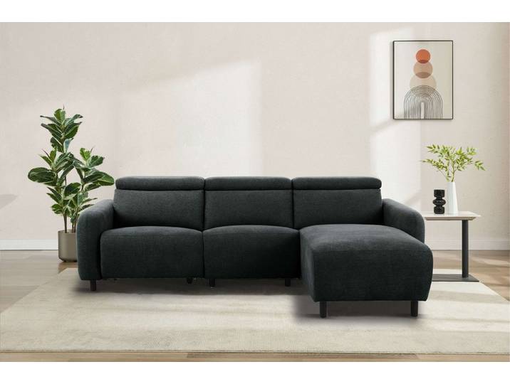 OTTO home Ecksofa SKAANE Struktur, L-Form, 274 cm, manuelle/elektrische Relaxfunktion, rundes Design, Kopfteilverstellung, Federkernpolsterung