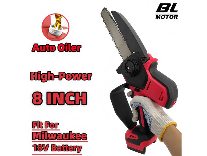 Pour Milwaukee 18V batterie sans brosse 8 pouces tronçonneuse automatique huileur électrique un clic ajuster scie à chaîne haute puissance scie outils électriques