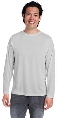 CORE365 CE111L Fusion ChromaSoft Performance Long Sleeve T-Shirt in Platinum size 6XL   Polyester