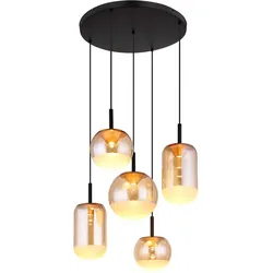 LED Hängelampe Pendelleuchte höhenverstellbar Glas messing schwarz matt D 71 cm