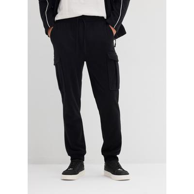 Jogginghose BONPRIX, Herren, Gr. 48/50, N-Gr, schwarz, Obermaterial: 100% Polyester, regular fit lang, Hosen Jogginghose, angenehme, weiche Qualität, Regular Fit, im Casual-Stil, aus Polyester