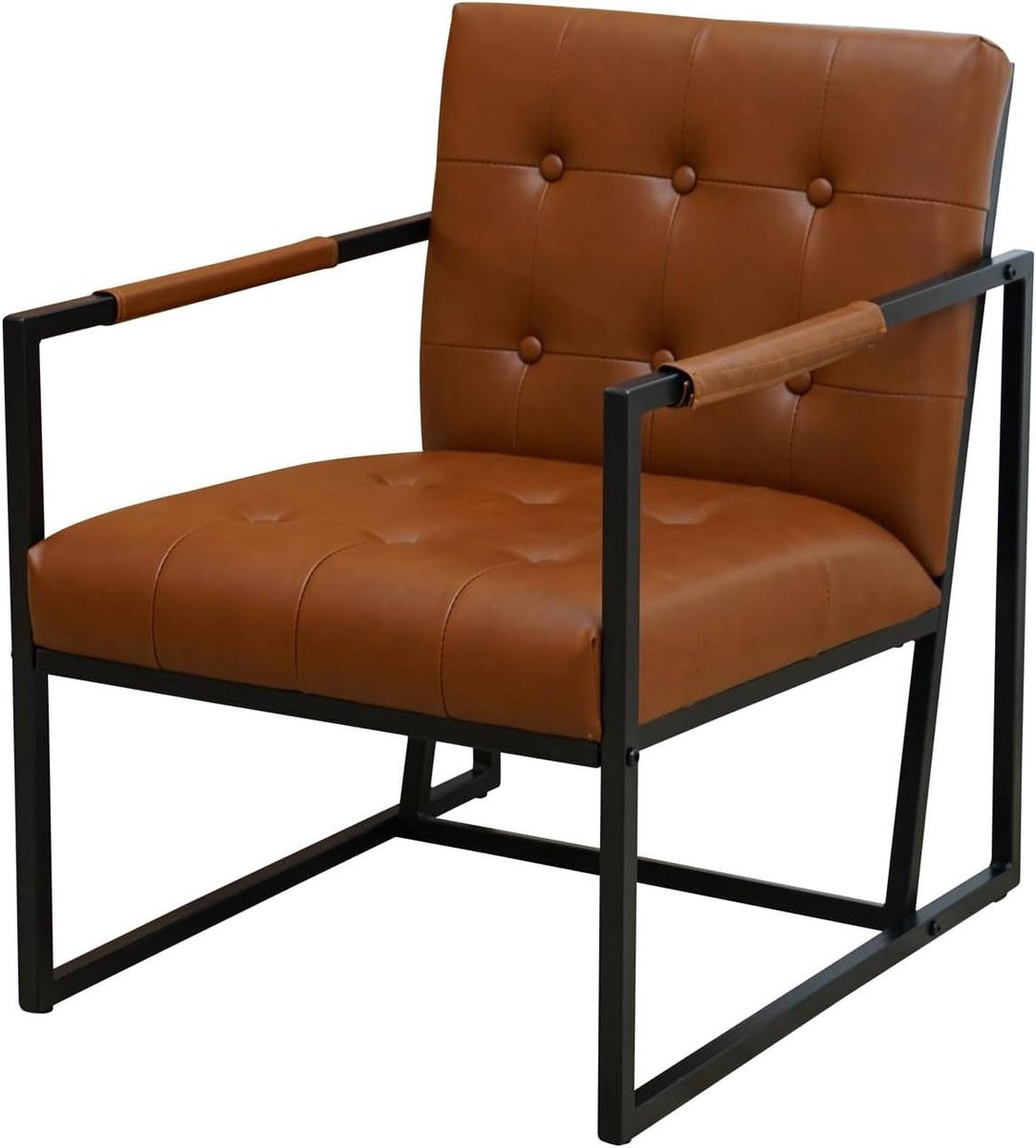 Moderne Bruine Cocktail Lounge Fauteuil met Stalen Frame - B/D/H: 69 x 53 x 73 cm