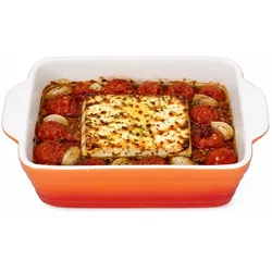 CROSSY Orange Auflaufform 800ml Steingut rechteckig Backform Gratin Lasagne