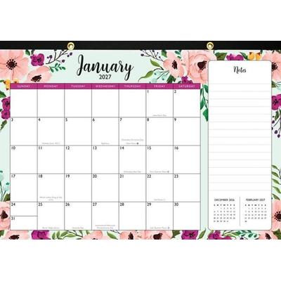 2027 Floral Desk Pad and Wall Calendar (11 X 17) - (12-Month Calendar with 152 Bonus Stickers!)