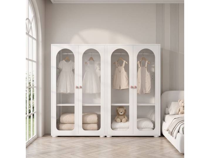 Armoire de chambre - Ensemble armoire double porte pour enfant armoire de chambre étagères réglables 160 x 50 x 120 cm Blanc