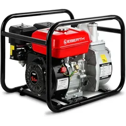 EBERTH 5,5PS Wasserpumpe 30.000l/h, 30m Förderhöhe, 2" Anschluss, Schmutzwasserpumpe, 4-Takt-Benzinmotor, 7m Ansaughöhe, Seilzugstart, Metallfuß