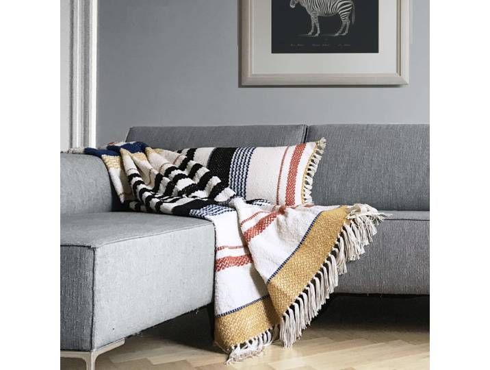 Plaid blanc multicolore 125x150