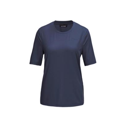 Kurzarmshirt GOLDNER "Sport-Shirt mit Reflektoren", Damen, Gr. 42, blau (marine), Obermaterial: 92% Polyester PES. 8% Elasthan EL., normales Bündchen, Shirts, mit Reflektoren im Vorderteil für gute Sichtbarkeit in der Dämmerung und Dunkelheit