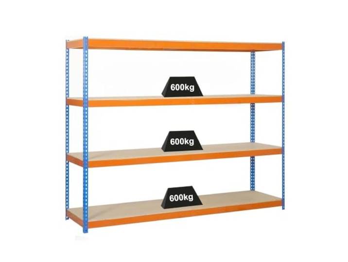 PROREGAL Schwerlastregal Wood Beast Four HxBxT 200x180x75cm Fachlast 600kg Blau-Orange
