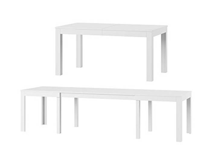 MPS groß praktisch Tisch WENUS 160-300x90x76cm Weiß Matt 4-12 Personen Esstisch mit ausziehbarer Tischplatte auf 300 cm