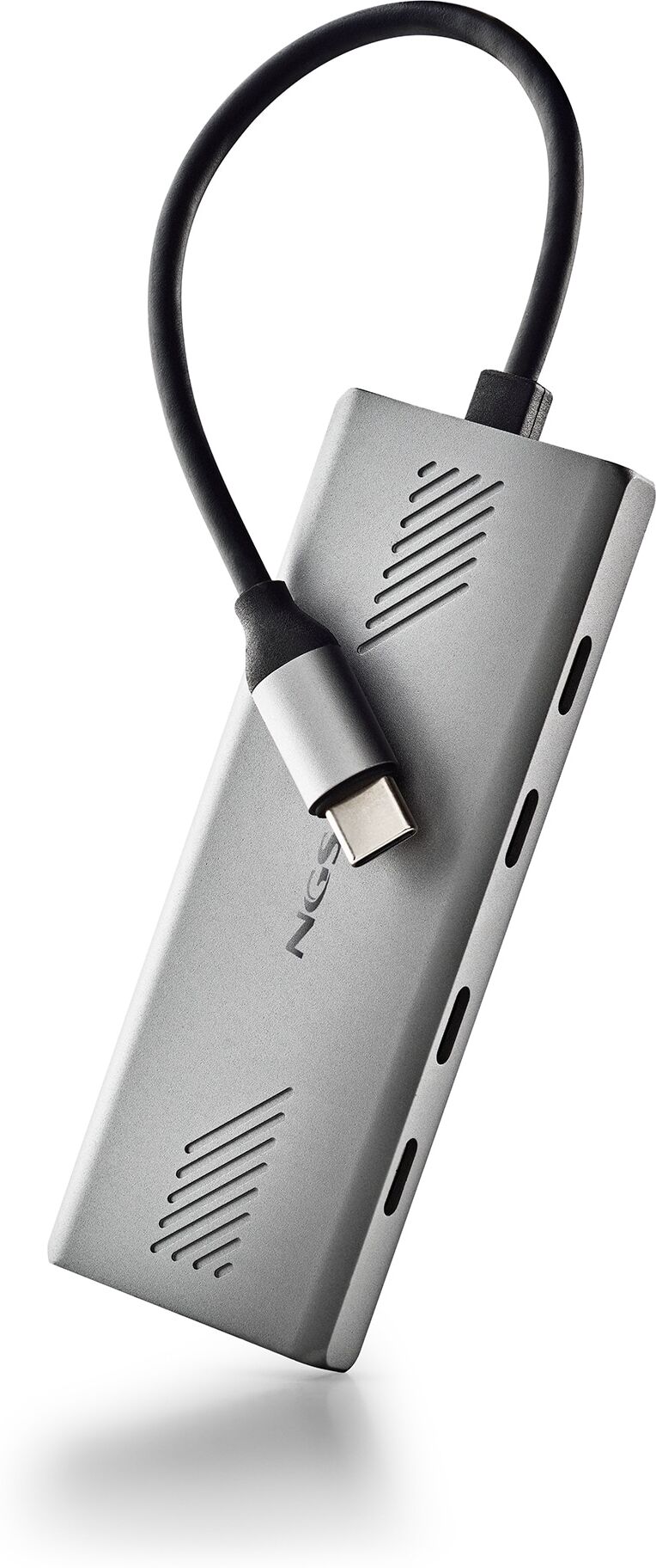 NGS Adaptador Multipuerto USB-C 4 en 1 Wonder 4C, Hub con 4 Puertos USB 3.0, Alta Velocidad 5 Gbps. Plata