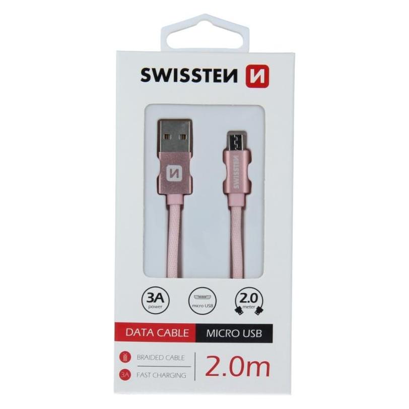 Swissten Datenkabel Textil USB / Micro-USB 2.0 M (2 m, USB 2.0) (71522305)