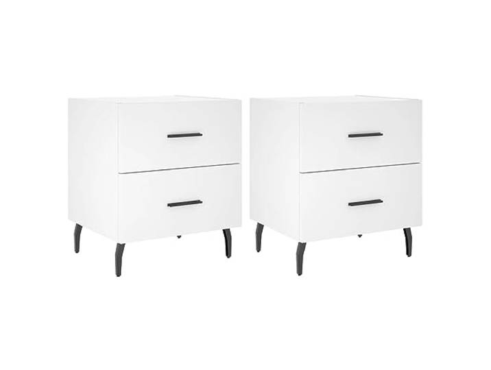 KUTYWEXFM Nachttisch 2er Set Weiß 40x35x47,5 cm mit Schubladen Kompakte Nachtkonsolen fürs Schlafzimmer mit geräumigem Stauraum und stabilen Metallfüßen für modernes Wohnen.