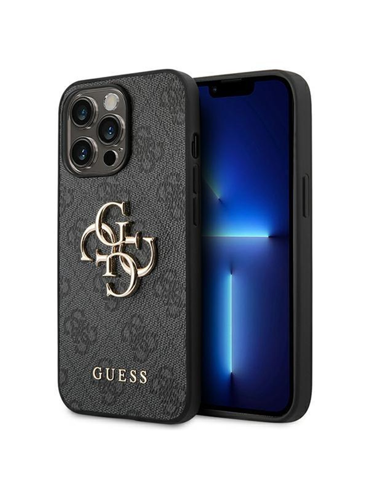 GUESS 4G Big Metal Logo Case for iPhone 14 Pro - Gray