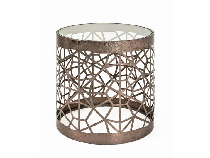 Beistelltisch, Bronze, Metall, Glas, rund, 50x50x50 cm, Wohnzimmer, Wohnzimmertische, Beistelltische, Beistelltische Metall