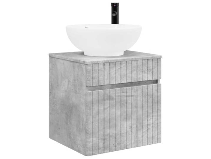 WEMYUFURN Wandmontierte Waschbecken-Vanität Betongrau 49 x 44,5 x 66,5 cm Holzwerkstoff-Konstruktion, Schubladensystem, slim Design, minimalistische Optik, Wandmontage, einfache Montage