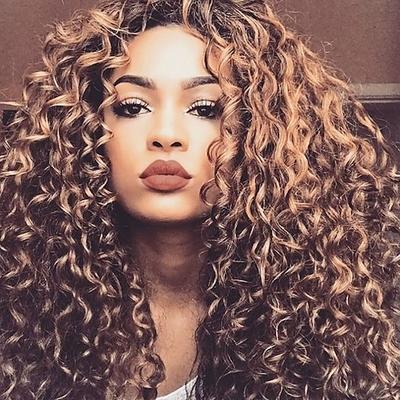 braune perücken für frauen synthetische perücke afro lockig wasserwelle mittelteil perücke langes hellgoldenes hellbraunes schwarzes synthetisches haar