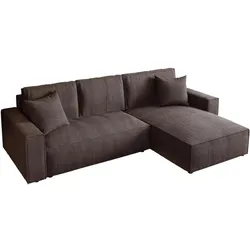 ECKSOFA Parys mit Schlaffunktion und universeller Ottomane, braun