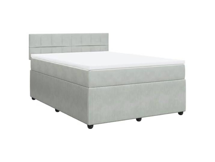 vidaXL Boxspringbett mit Matratze Hellgrau 140x200 cm Samt