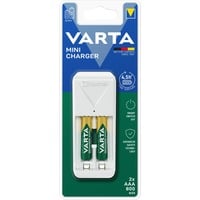 Mini Charger, Ladegerät weiß, inkl. 2x Recharge Accu Power AAA 800 mAh