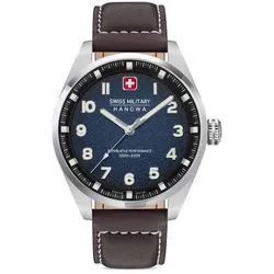 SWISS MILITARY HANOWA - GREYHOUND - Lederarmband - dark brown - blue / black dial