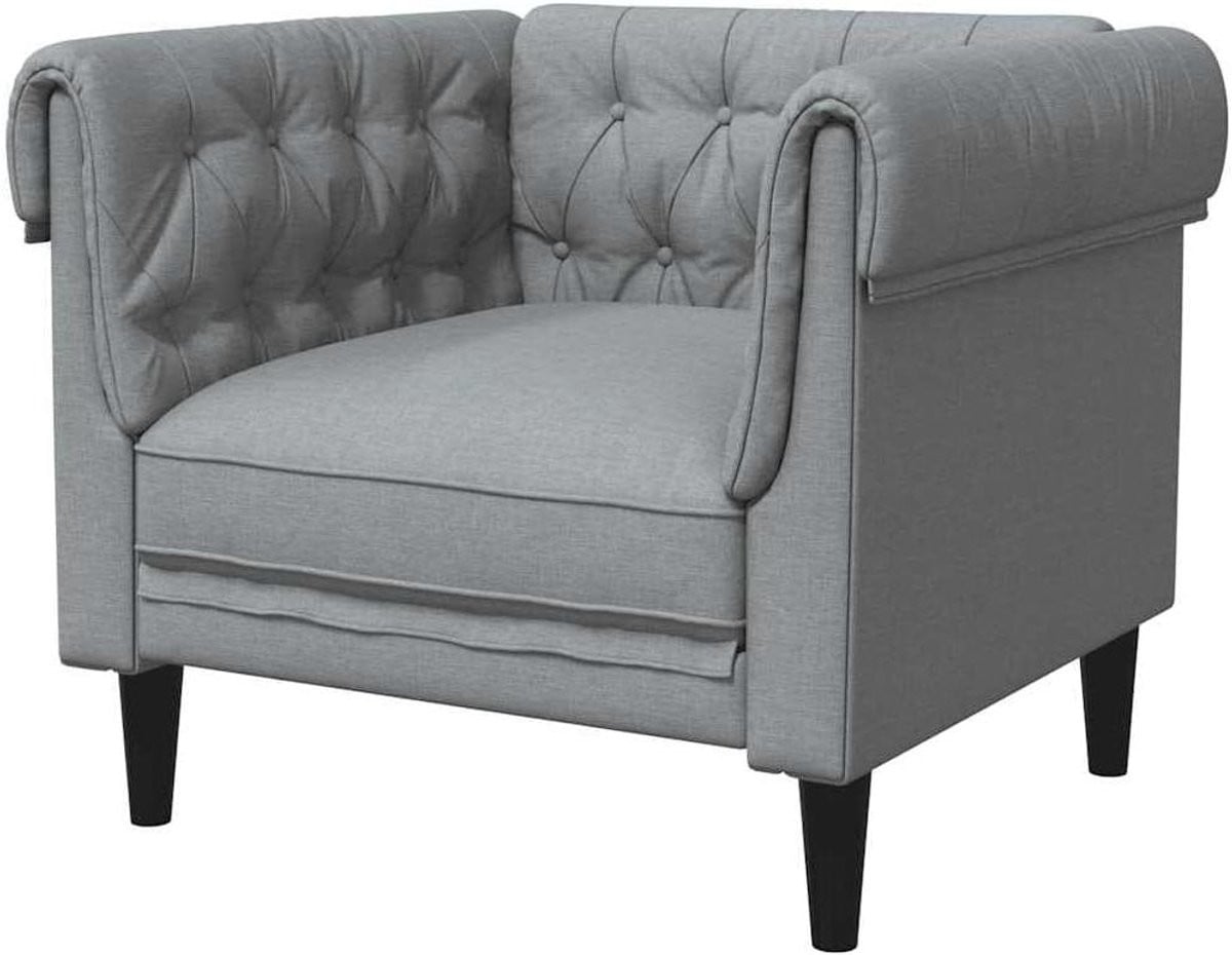Chesterfield Fauteuil Lichtgrijs - Klassieke Lounge Stoel voor de Woonkamer