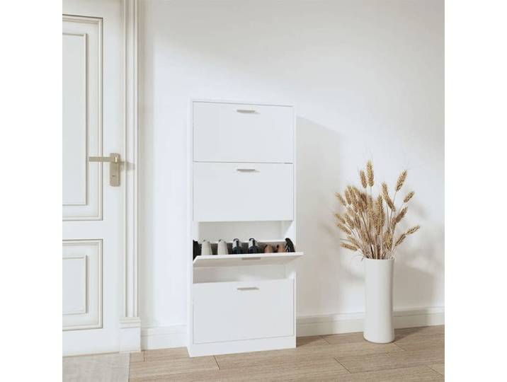 SALE 2026  Meuble à chaussures Blanc - Armoire à chaussures Blanc 59x17x150cm - bois d'ingénierie PRO953594963