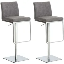 CLP 2er Set Barhocker Panama E Stoff   Farbe: grau, Gestell Farbe: edelstahl