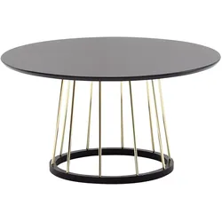 Couchtisch, Eleganter Schwarzer und Goldener Wohnzimmertisch, Robuste Metallstruktur, Große Ablagefläche. 80x80x42 cm | Kadima Design