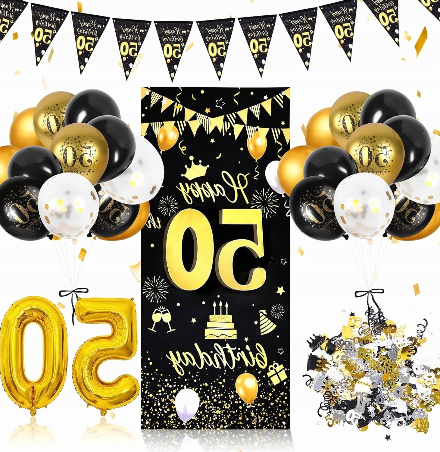 Feestelijke Decoratieset voor 50e Verjaardag - Zwart & Goud