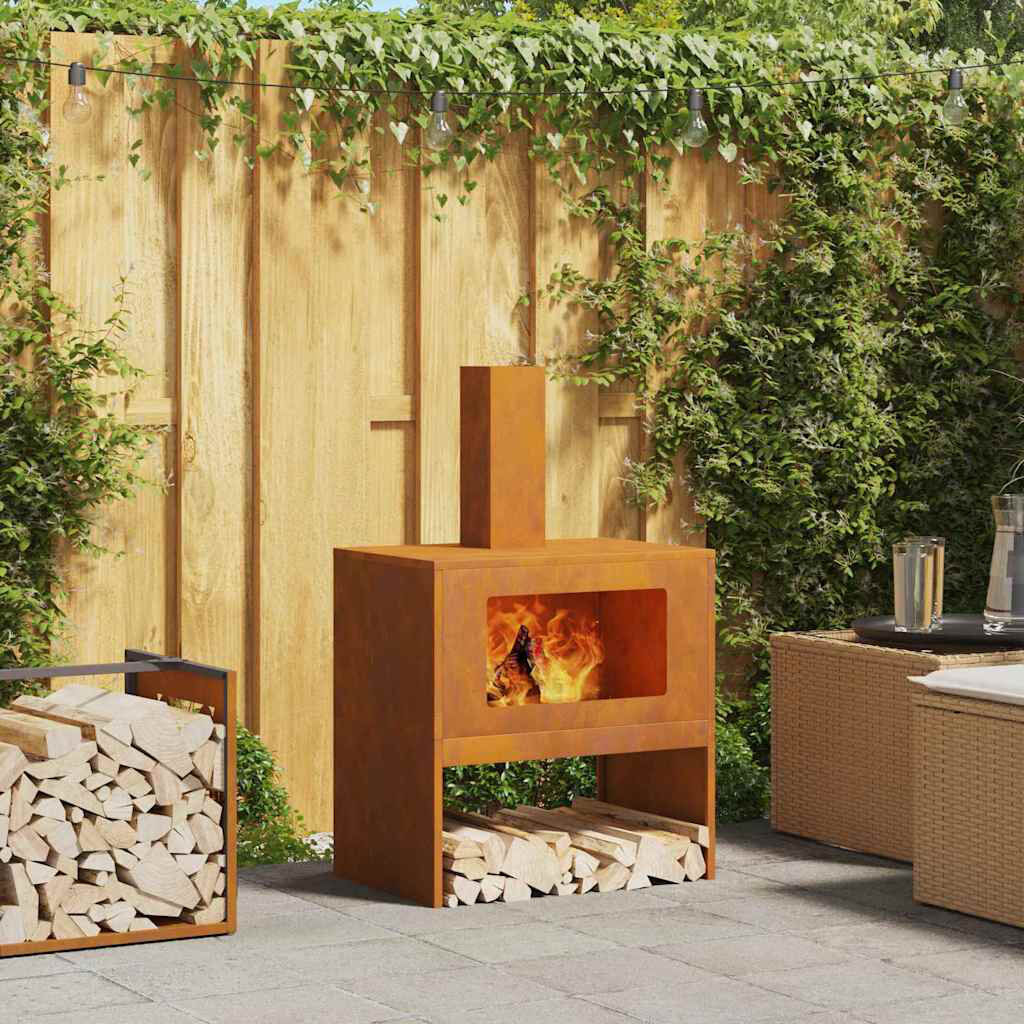 Metro Steel Fire Pit Brown 96cm H x 40cm W x 60cm D