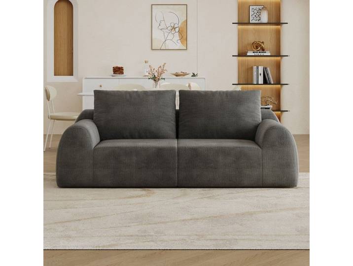 Canapé droit 2 places siège profond canapé modulaire canapé compression de mousse Chenille sans assemblage 190x95x85cm gris foncé