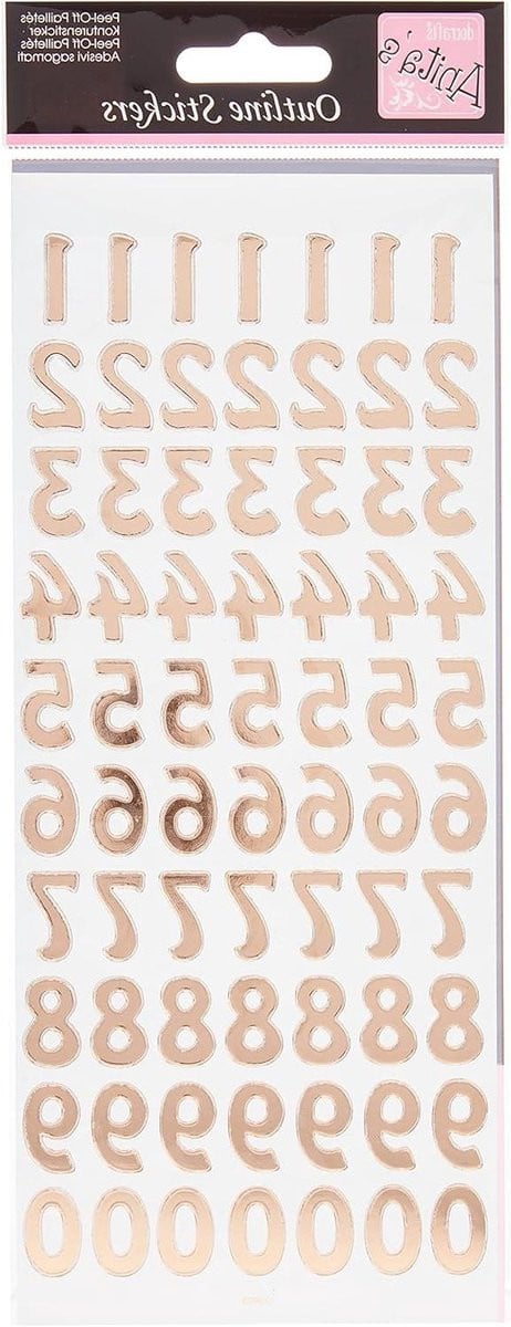 Contourstickers Grote Cijfers - Decoratieve Zelfklevende Papier Stickers - Roségoud