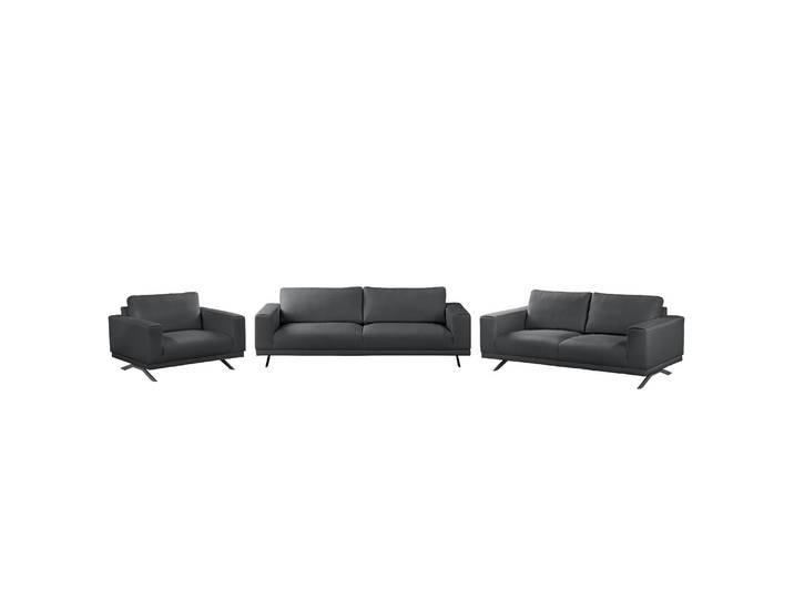 Ensemble de salon 3-2-1 Gris/Anthracite clair Tissu Moderne