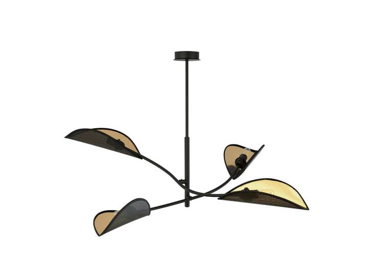 Deckenleuchte Lotus, Schwarz, Goldfarben, Metall, 105x59x105 cm, RoHS, CE, Lampen & Leuchten, Innenbeleuchtung, Deckenleuchten, Deckenleuchten