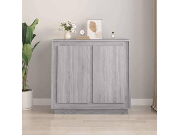 HEFZGDB Klassisches Sideboard mit zeitlosem Design aus Holzwerkstoff und glatter Oberfläche, Sideboard Grau Sonoma mit Vier Fächern für viel Stauraum für Alltagssachen, Praktisches