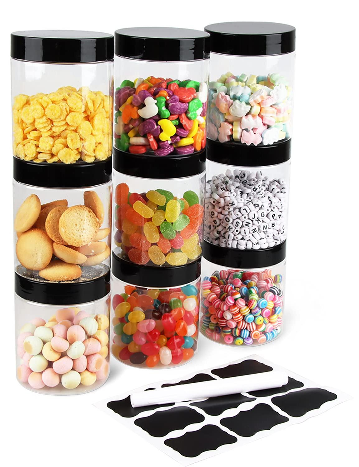 Dripio Set van 9 luchtdichte voorraadpotten van kunststof met deksel, 250 ml per stuk