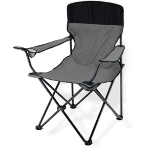 DEMA Campingstuhl 94052, grau, bis 100 kg, mit Getränkehalter, faltbar