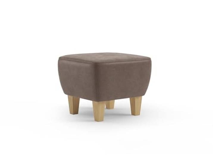 Cavadore Hocker Vida / Polsterhocker mit massiven Holzfüßen in Buche / 52 x 46 x 52 / Mikrofaser, Hellbraun