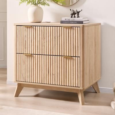 afulyperfllc Modern Fluted 2 Drawer Lateral File Cabinet, Office Storage Cabinet
