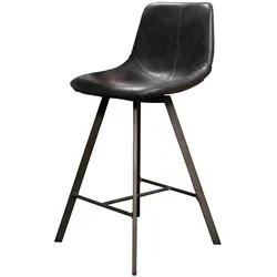 Barhocker 4er-Set Edeostol, Kunstleder mit Lehne, klassisch, Schwarz, gepolstert, Metallgestell