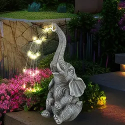 Solarleuchte Elefant Gartendeko Tierfigur Solarlampe Außenleuchte grau Elefant, LED warmweiß, LxBxH 13,5x13x32,5 cm