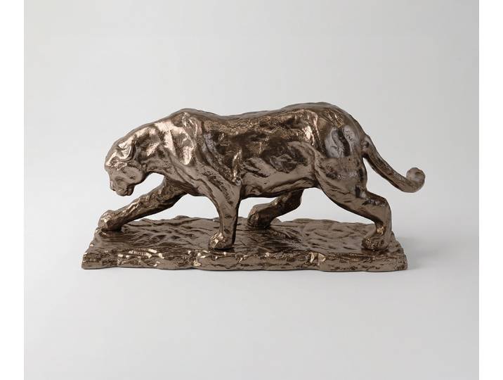 DELIFE Figur Panthera B9 x T33 x H14 cm Aluminium Mokka Bronze Gegossen, Wohnaccessoires
